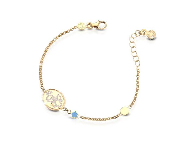 9KT YELLOW GOLD PROTEGGIMI BRACELET WITH ANGEL MEDAL AND STAR PRIMEGIOIE LE BEBE' PMG088